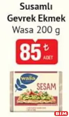 WASA SUSAMLI GEVREK EKMEK 200 G fiyat ve kampanya bilgisi